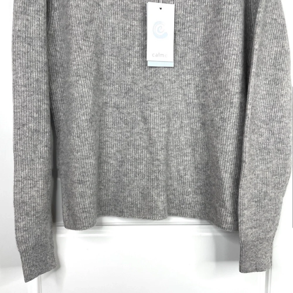 JOHNNY WAS CALME 100% Cashmere Ribbed Pullover Sweater Gray NEW Size XXL